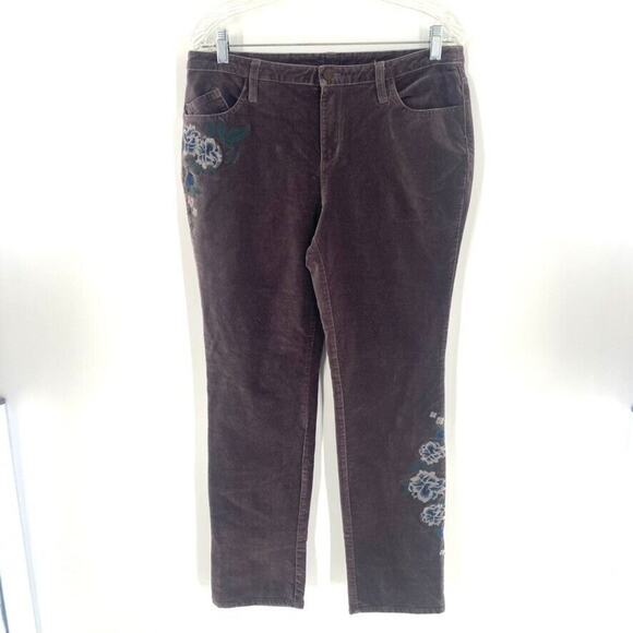 Sundance Velvet‎ Straight Leg Pants Womens Sz 30 Gray Floral Embroidered Cotton - Picture 1 of 14